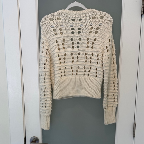 ZARA Cream Open-Knit Tie-Front Cropped Cardigan - Picture 3 of 8